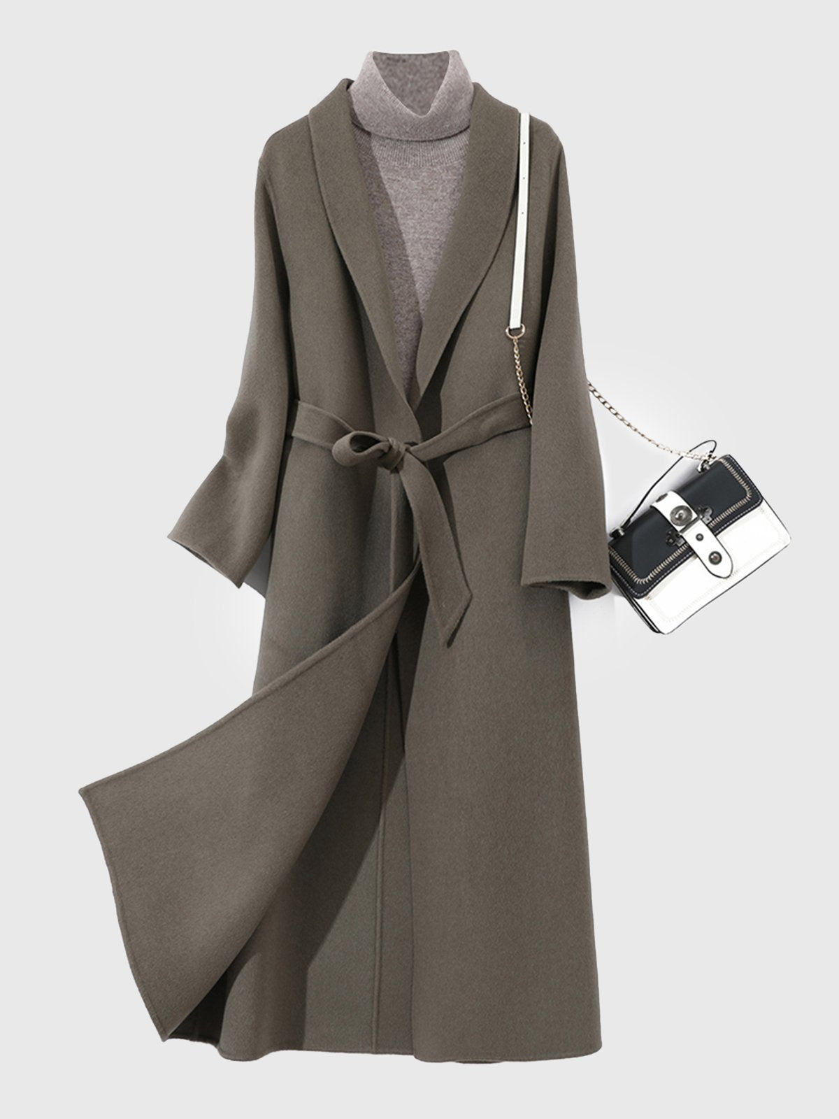 100% Pure Wool  Double-layer Wrap Coat - AhaAha